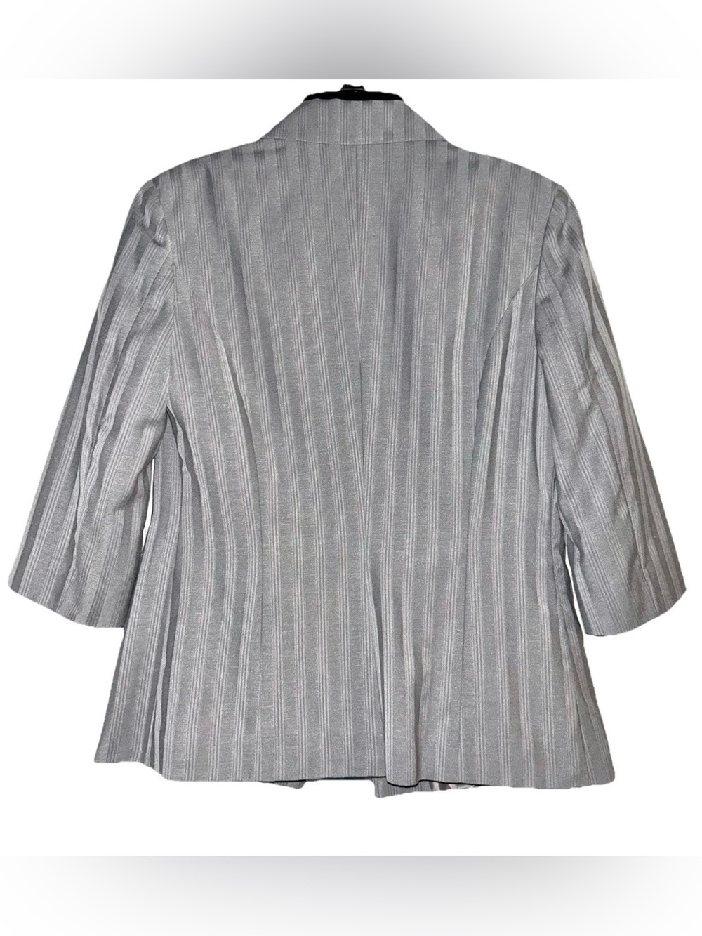 Custom Gray Pinstripe Blazer Lined 3/4 Sleeves Business Office Professional - Picture 4 of 10